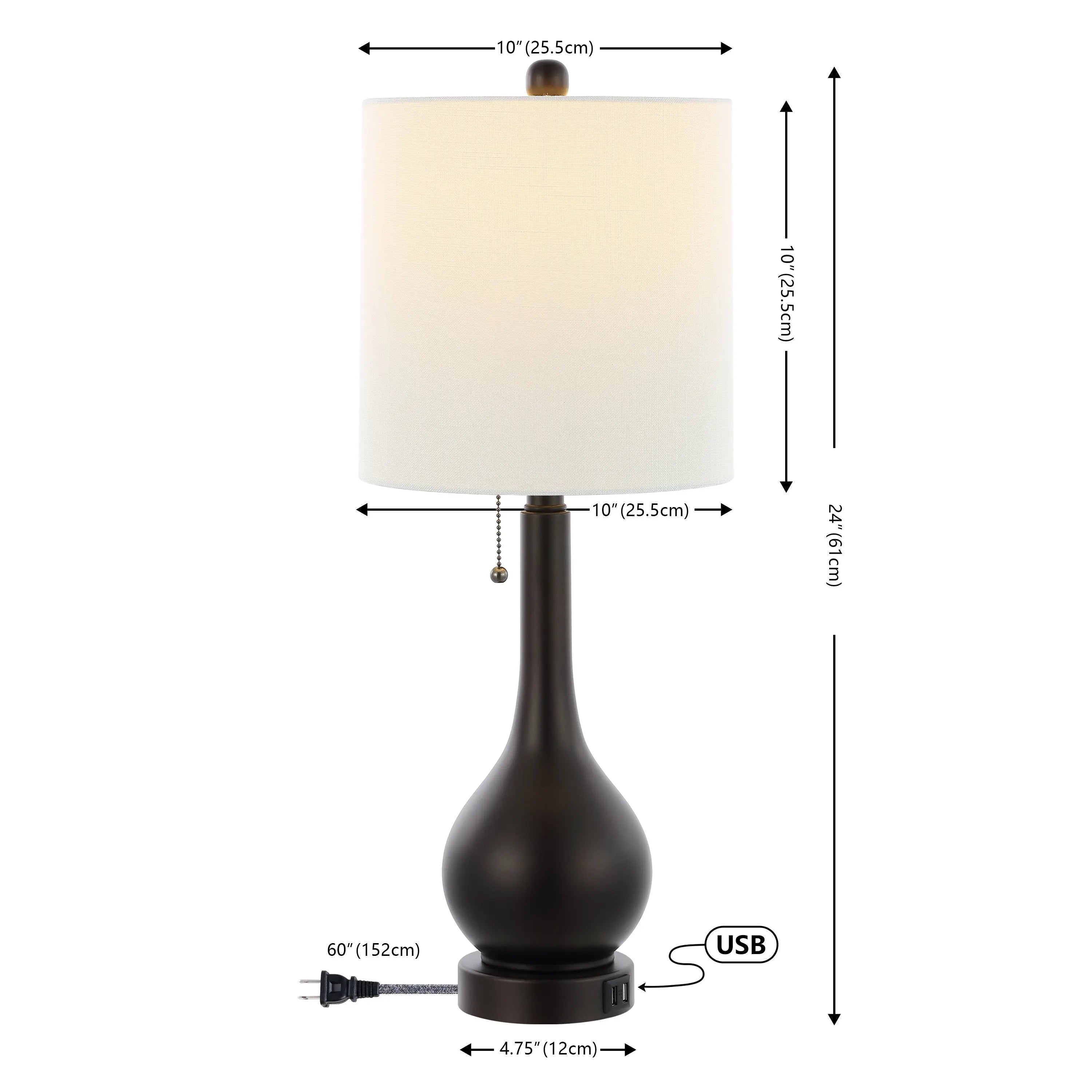 Set of Two 24" Antiqued Bronze Gourd Table Lamps With Drum Shades Homeroots Lighting