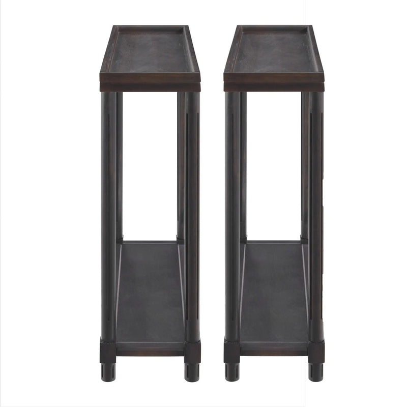 Set of Two 24" Espresso Solid Wood End Tables With Shelf Homeroots Living Room
