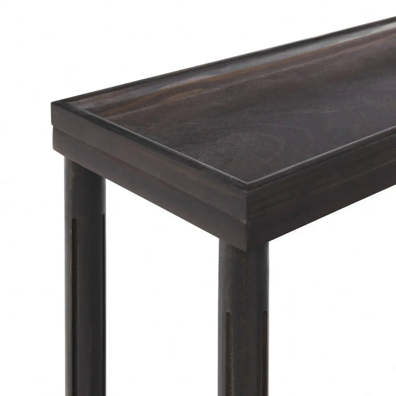 Set of Two 24" Espresso Solid Wood End Tables With Shelf Homeroots Living Room