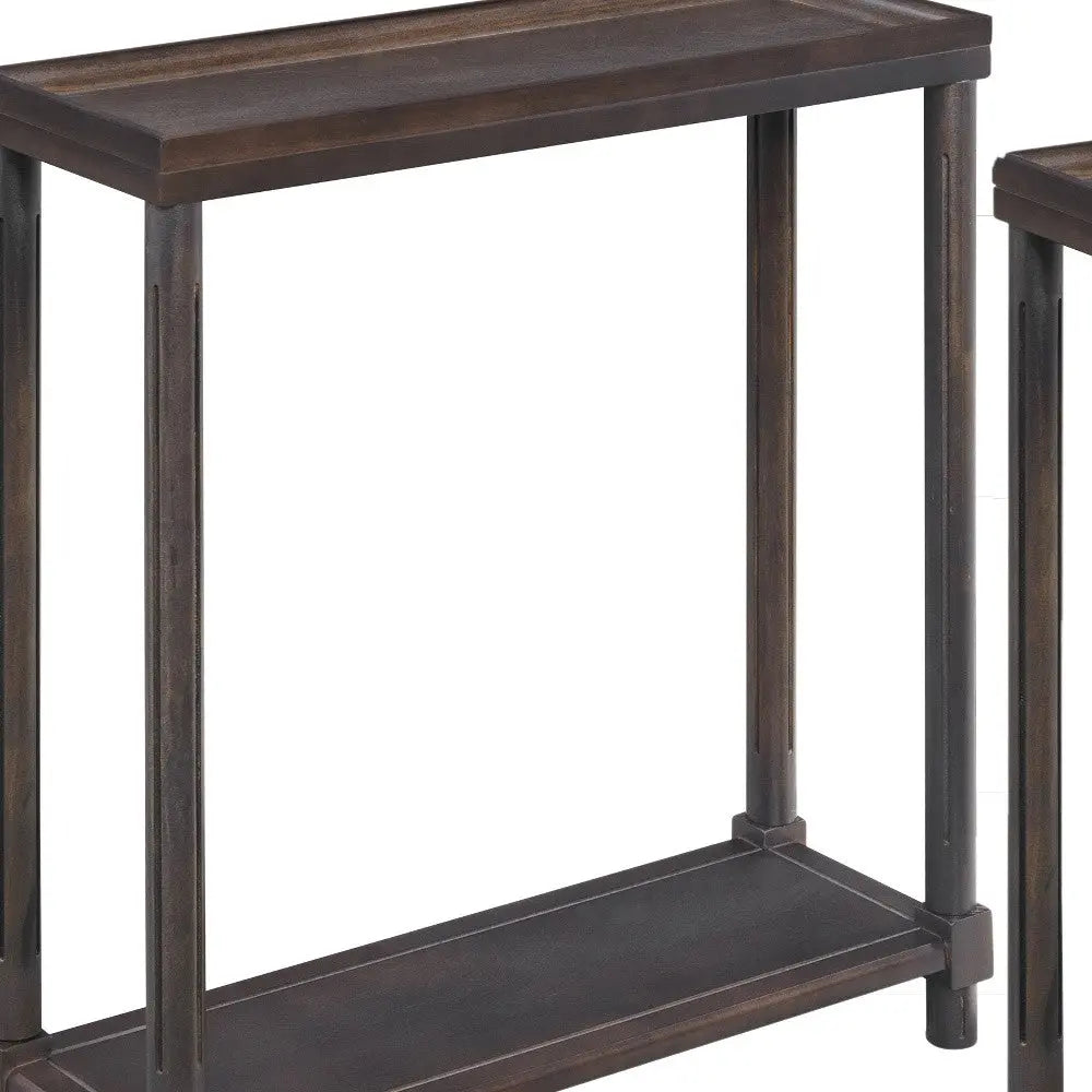 Set of Two 24" Espresso Solid Wood End Tables With Shelf Homeroots Living Room