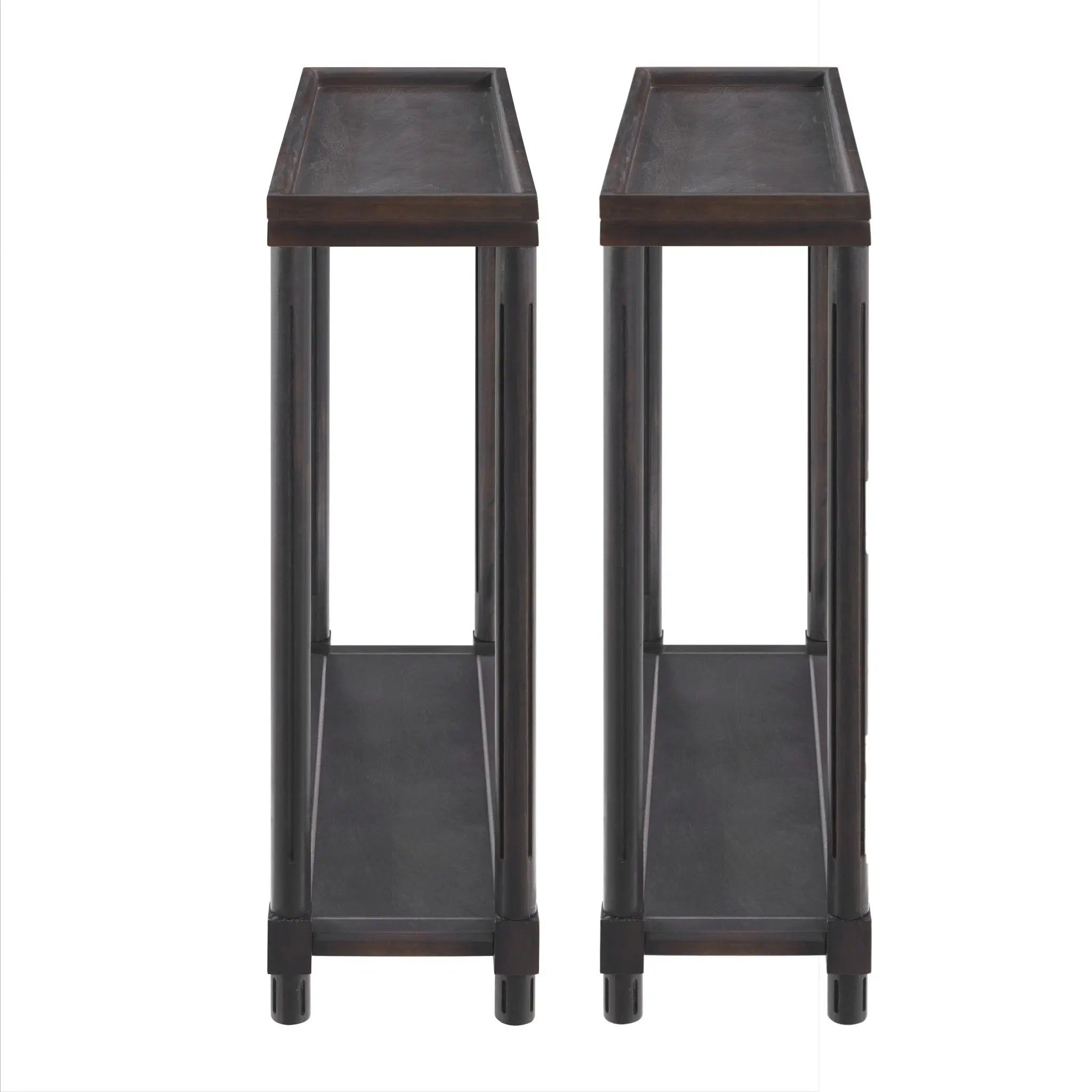 Set of Two 24" Espresso Solid Wood End Tables With Shelf Homeroots Living Room