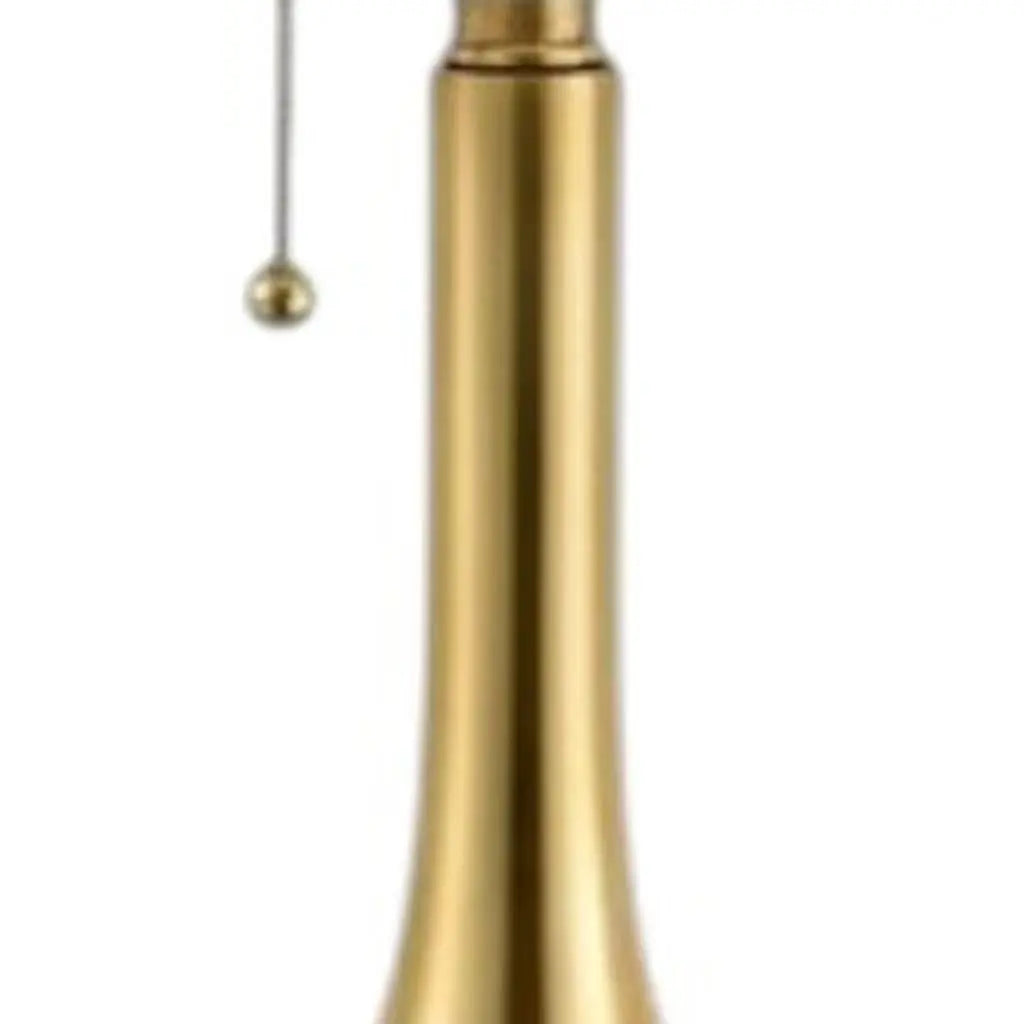 Set of Two 24" Gold Gourd Table Lamps With Drum Shades Homeroots Lighting