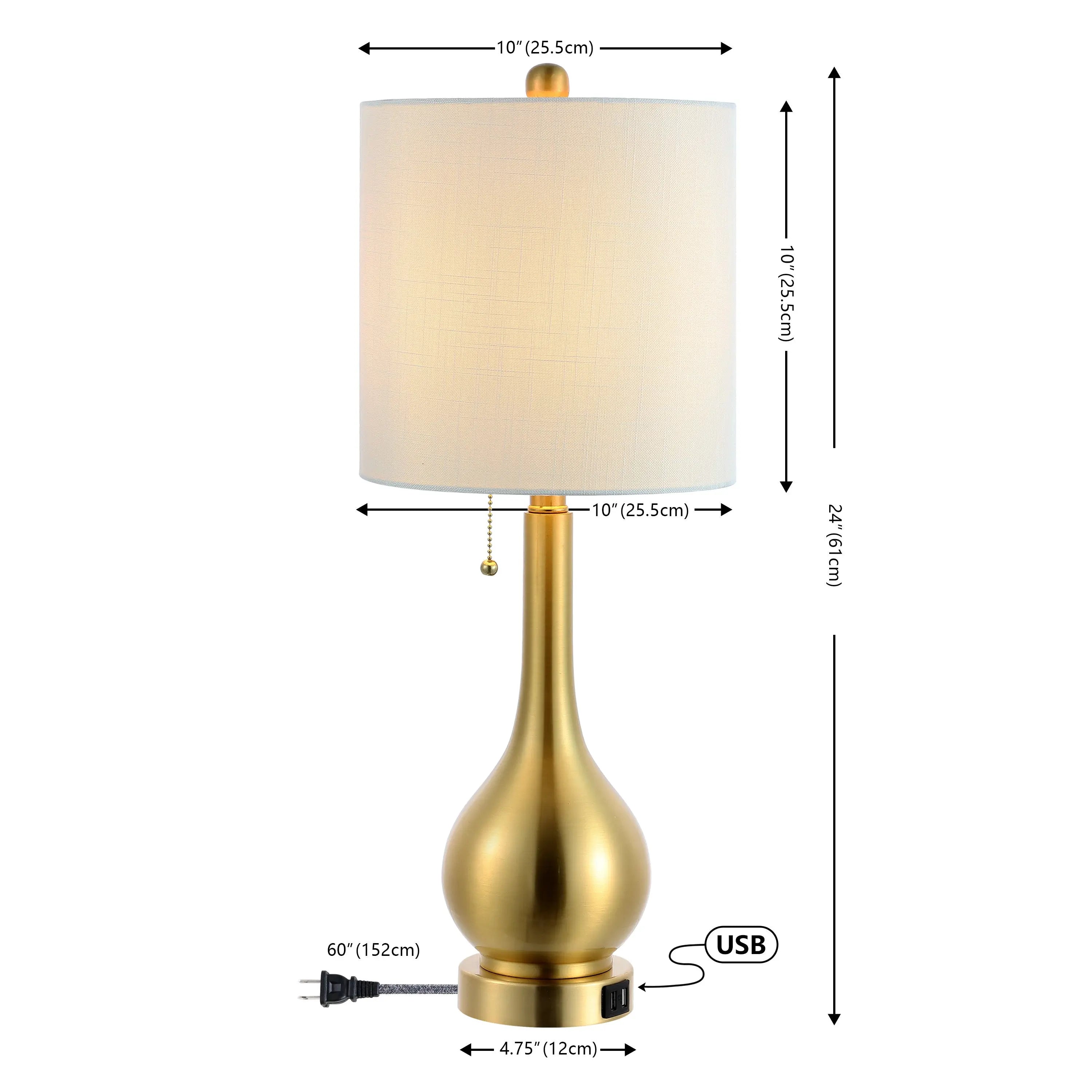 Set of Two 24" Gold Gourd Table Lamps With Drum Shades Homeroots Lighting
