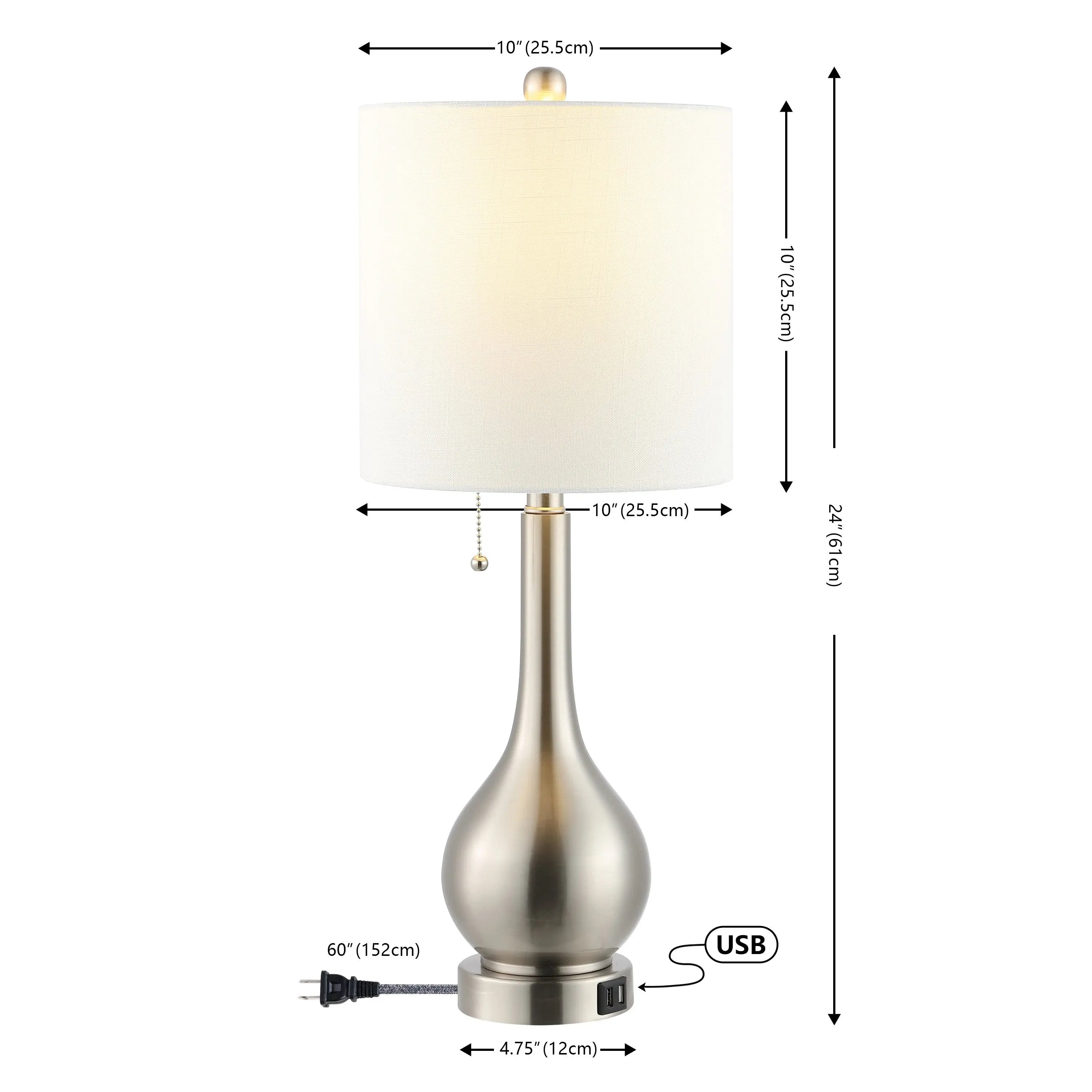 Set of Two 24" Nickel Gourd Table Lamps With Drum Shades Homeroots Lighting