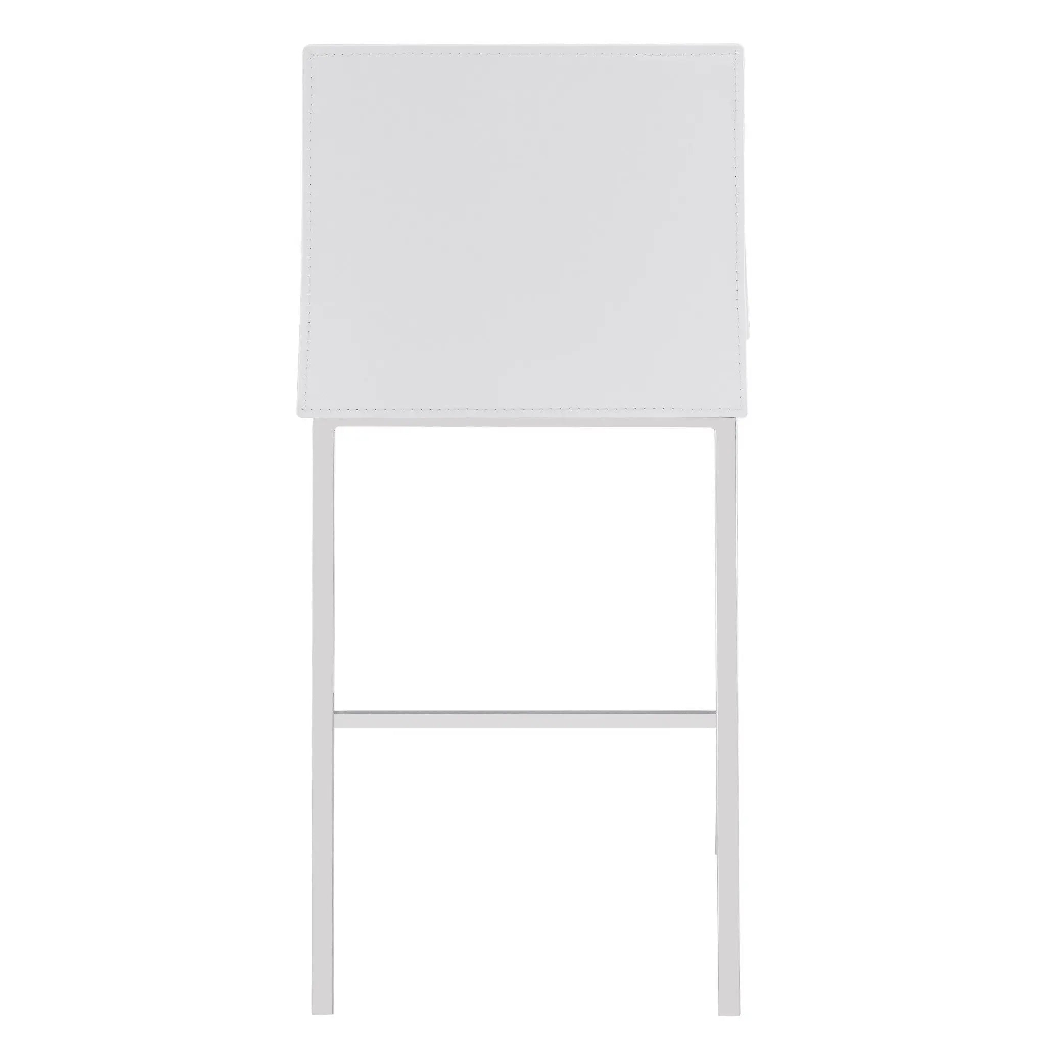Set of Two 24" White And Silver Steel Low Back Counter Height Bar Chairs Homeroots Living Room