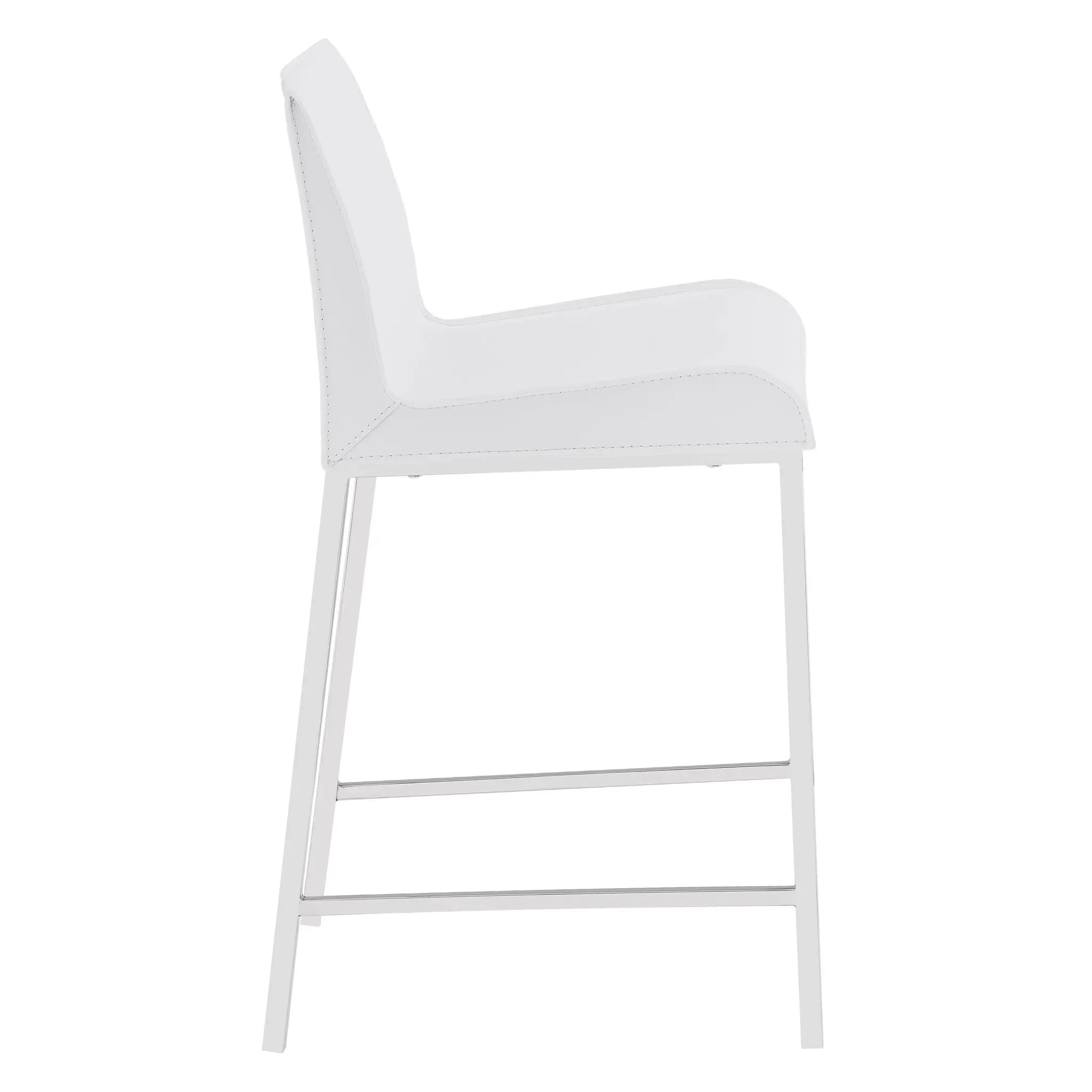 Set of Two 24" White And Silver Steel Low Back Counter Height Bar Chairs Homeroots Living Room
