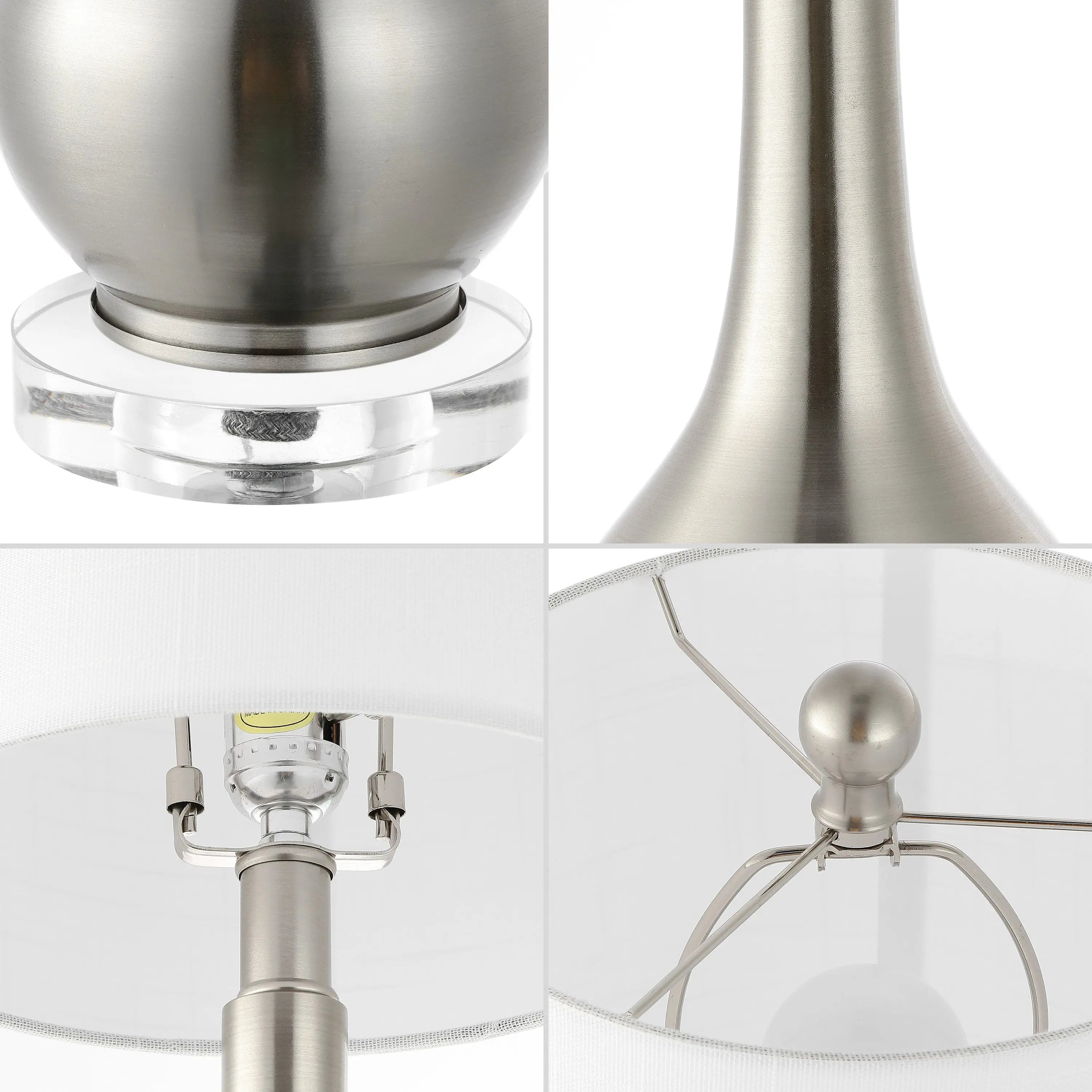Set of Two 25" Clear Gourd Table Lamps With Drum Shades Homeroots Lighting