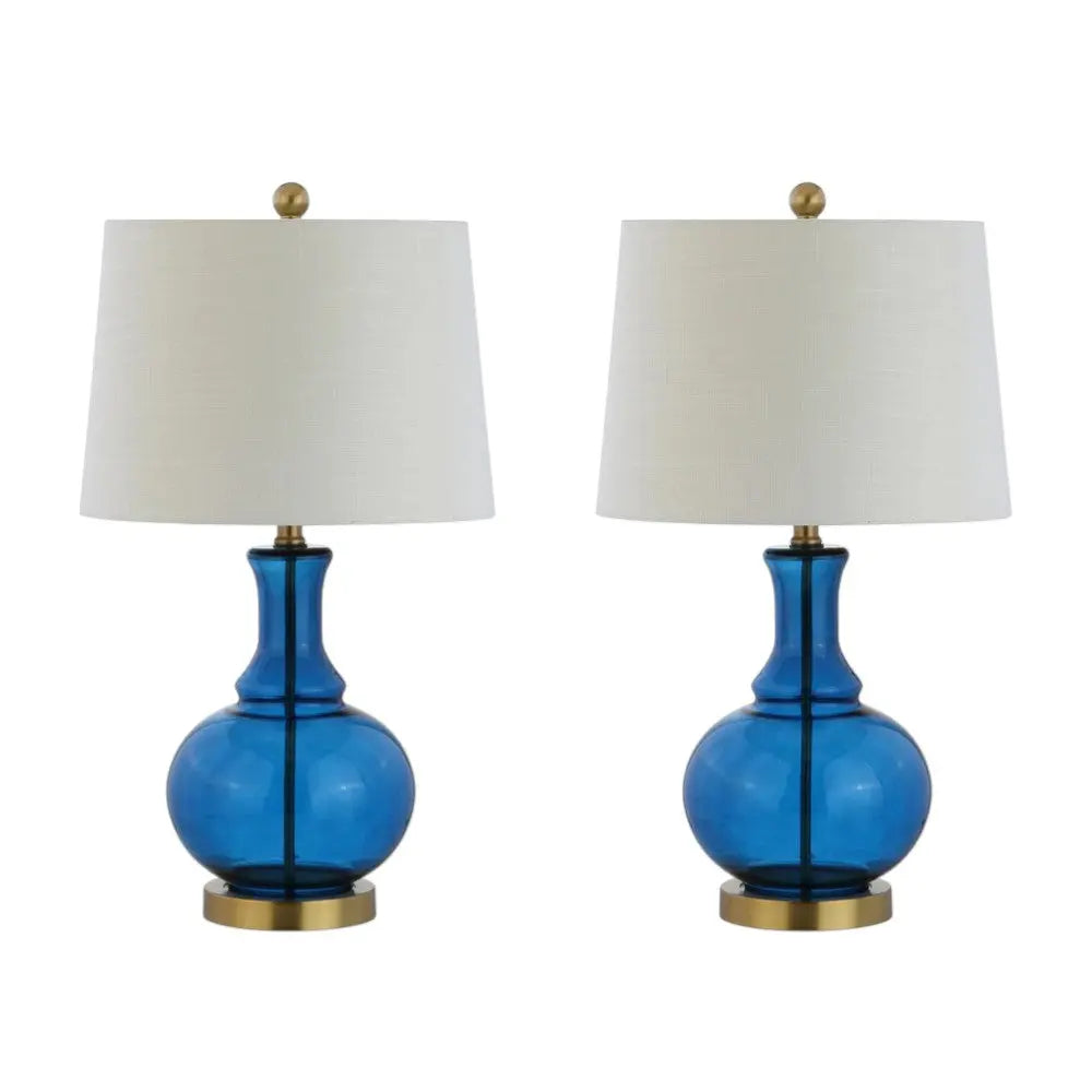 Set of Two 25" Gold Novelty Table Lamps With Drum Shades Homeroots Lighting