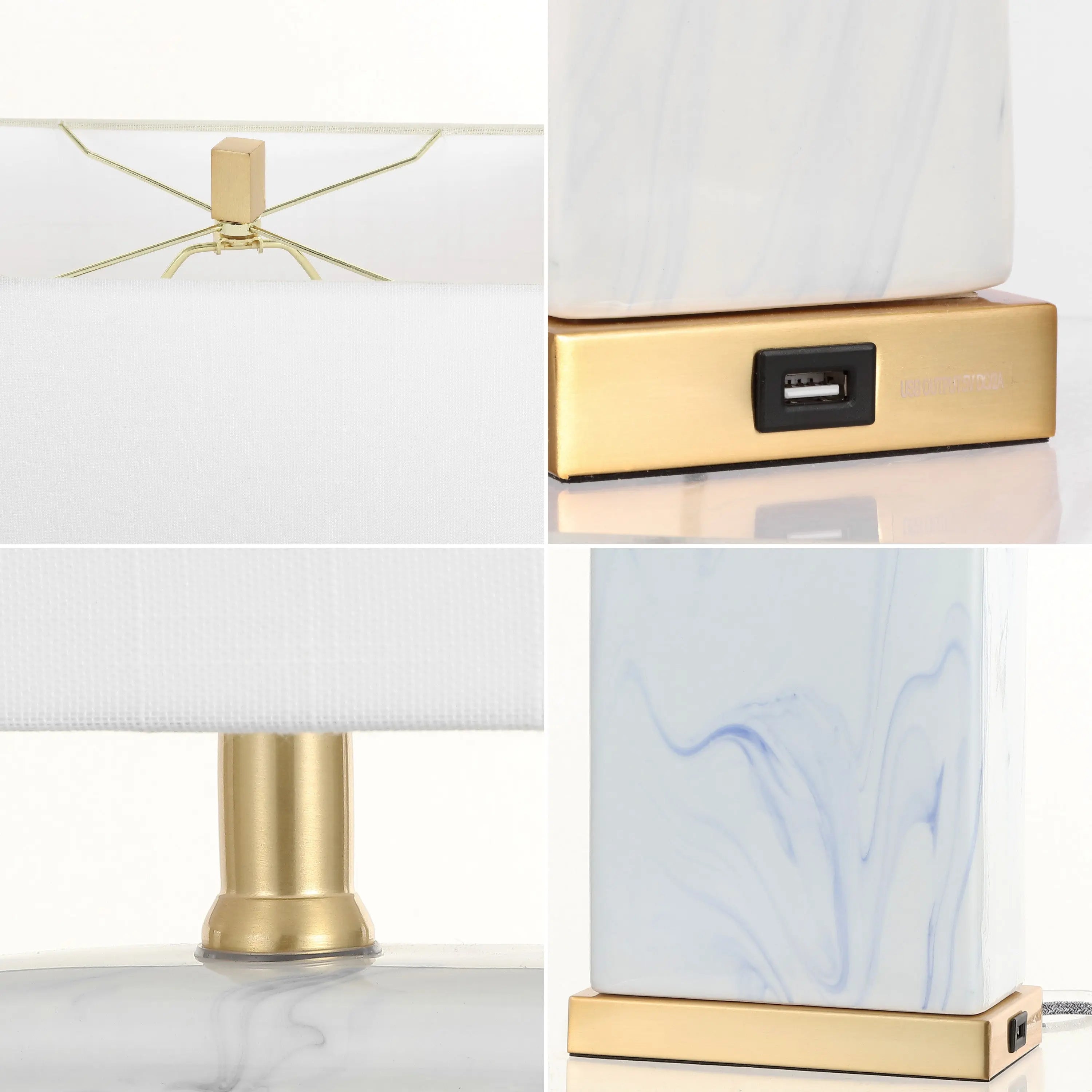 Set of Two 25" Gold Table Lamps With Shades Homeroots Lighting