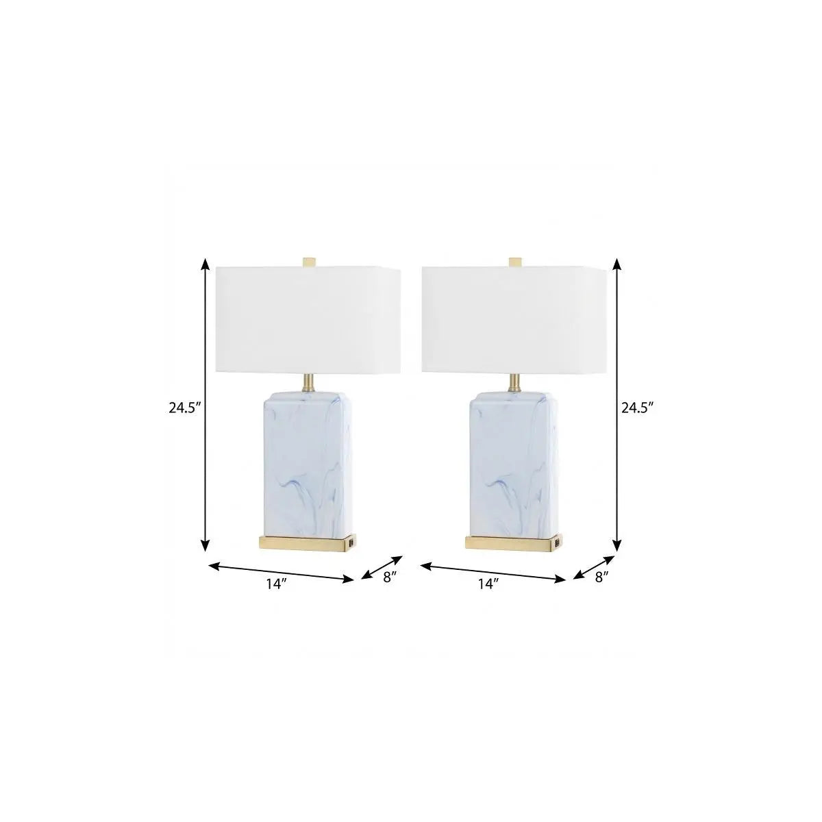Set of Two 25" Gold Table Lamps With Shades Homeroots Lighting