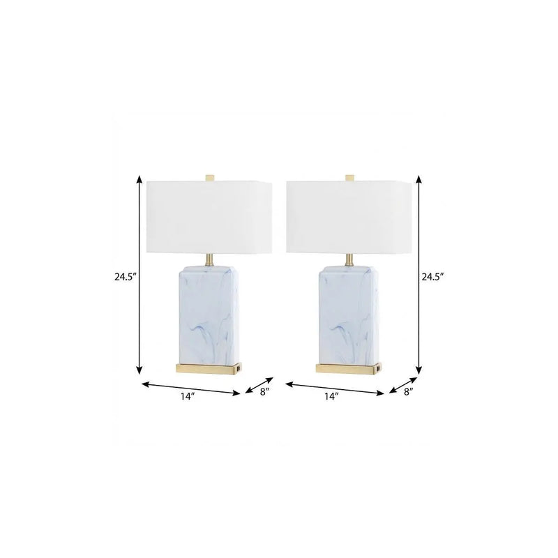 Set of Two 25" Gold Table Lamps With Shades Homeroots Lighting