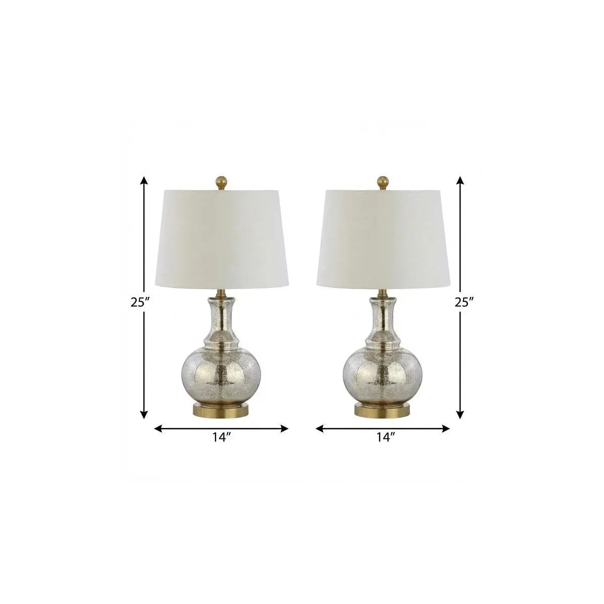 Set of Two 25" Silver Novelty Table Lamps With Drum Shades Homeroots Lighting
