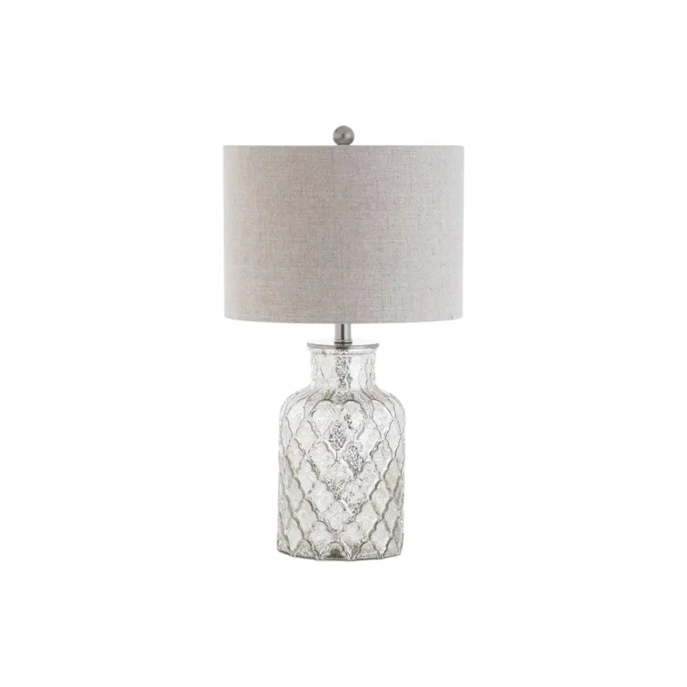 Set of Two 25" Silver Table Lamps With Drum Shades Homeroots Lighting