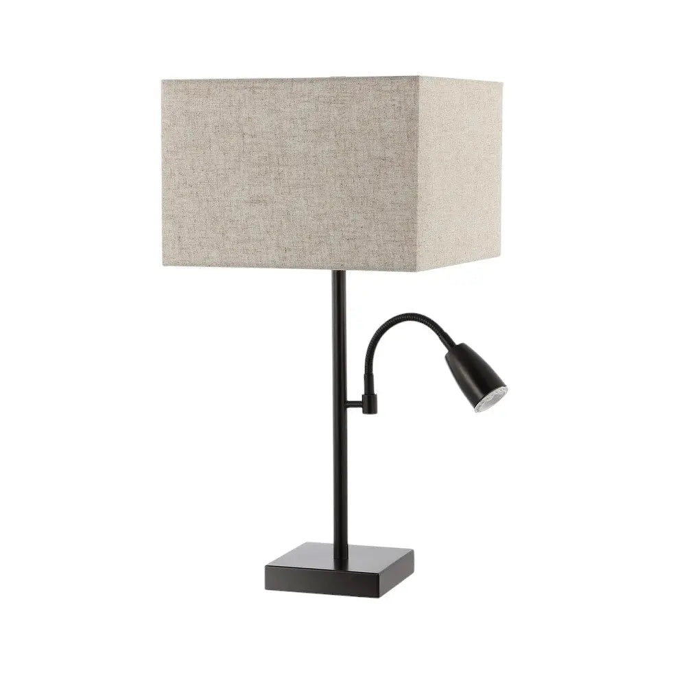 Set of Two 26" Antiqued Bronze Swing Arm Table Lamps With Square Shades Homeroots Lighting