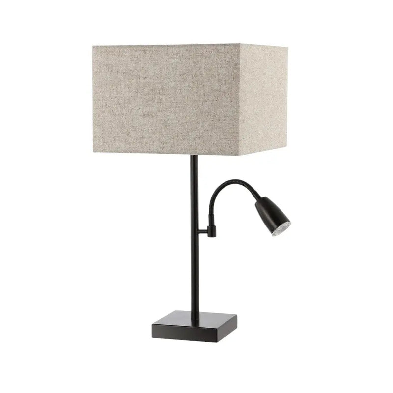 Set of Two 26" Antiqued Bronze Swing Arm Table Lamps With Square Shades Homeroots Lighting