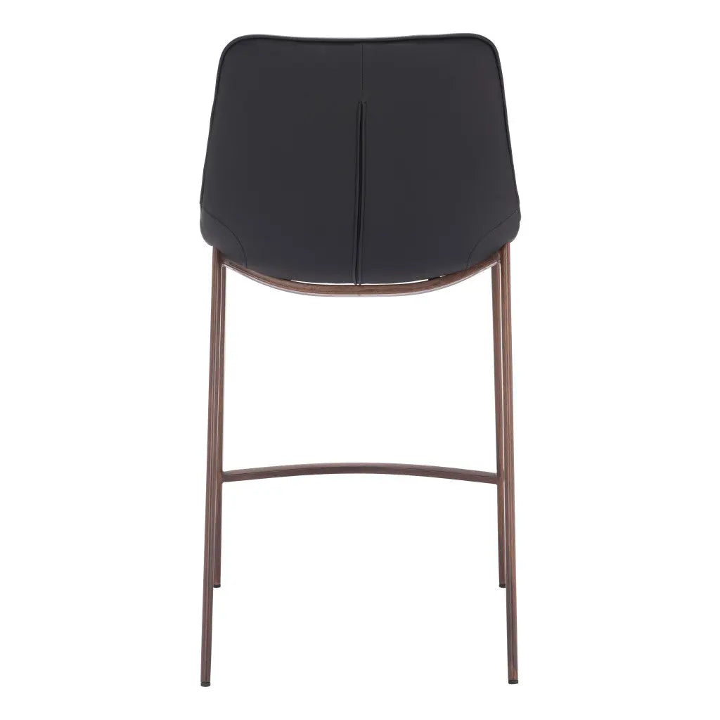 Set of Two 26" Black And Brown Faux Leather And Steel Counter Height Bar Chairs Homeroots Living Room