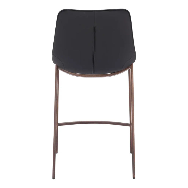 Set of Two 26" Black And Brown Faux Leather And Steel Counter Height Bar Chairs Homeroots Living Room