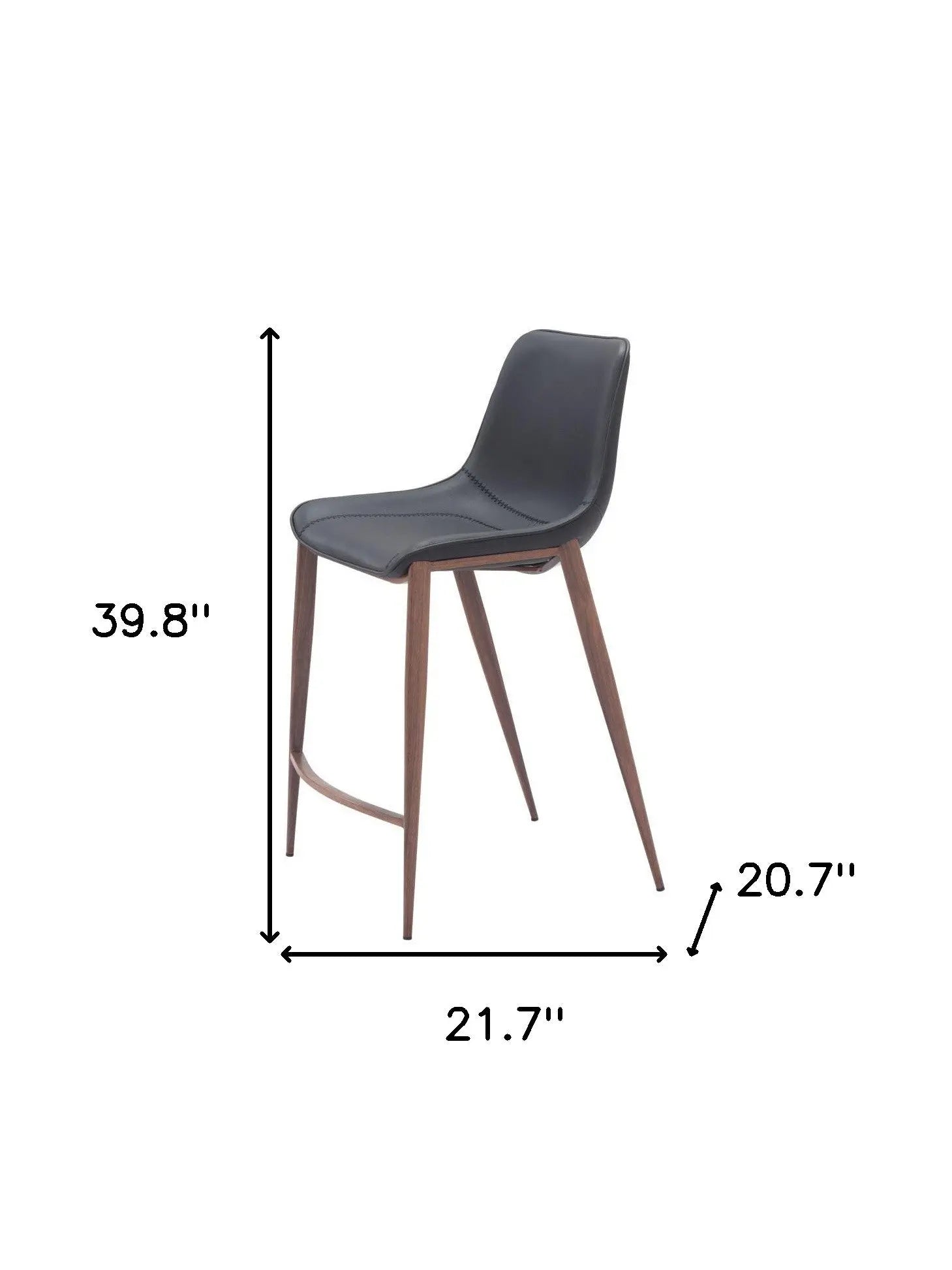 Set of Two 26" Black And Brown Faux Leather And Steel Counter Height Bar Chairs Homeroots Living Room