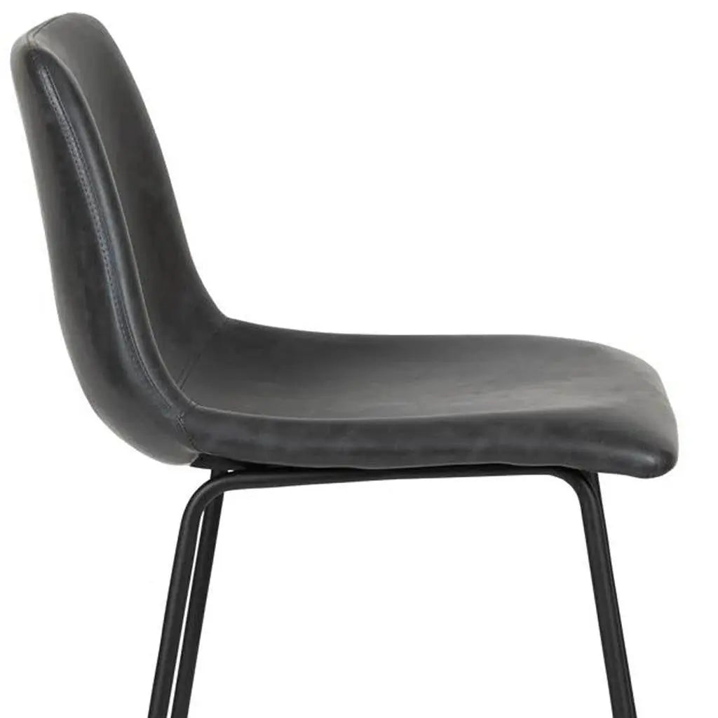 Set of Two 26" Black Faux Leather and Aluminum Counter Height Bar Chairs Homeroots Living Room