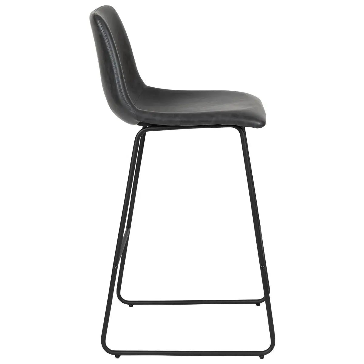 Set of Two 26" Black Faux Leather and Aluminum Counter Height Bar Chairs Homeroots Living Room