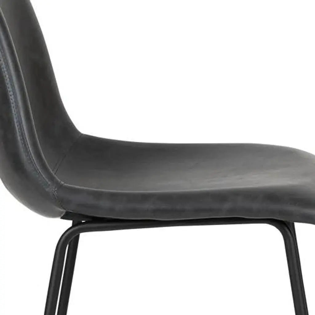Set of Two 26" Black Faux Leather and Aluminum Counter Height Bar Chairs Homeroots Living Room