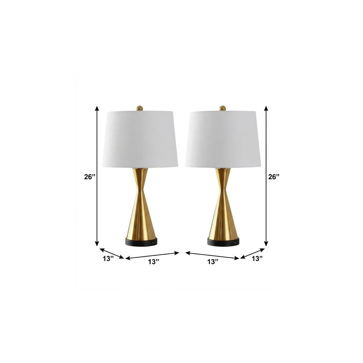 Set of Two 26" Black Novelty Table Lamps With Empire Shades Homeroots Lighting