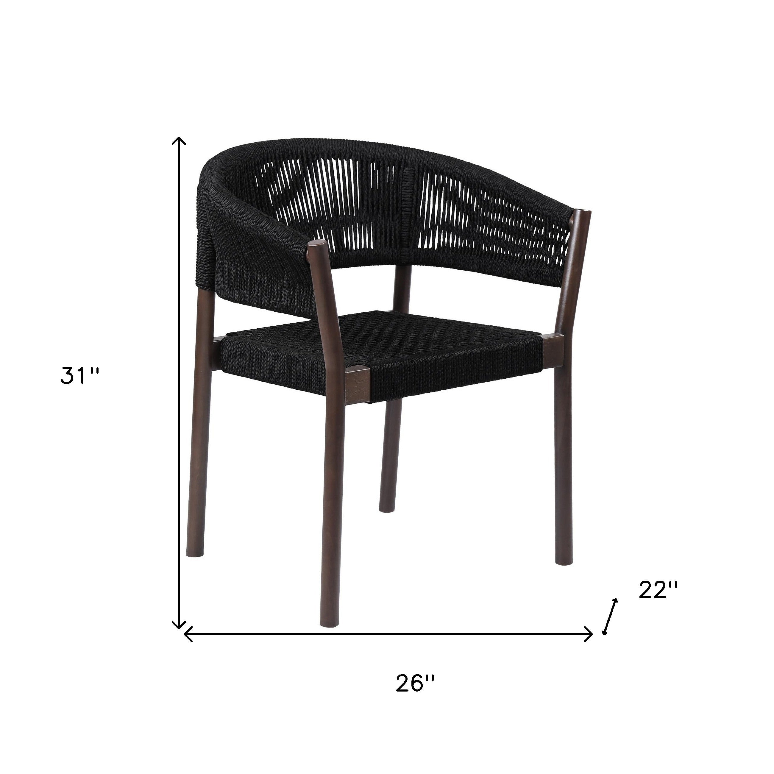 Set of Two 26" Black Solid Wood Outdoor Dining Chair - GreatEagleInc