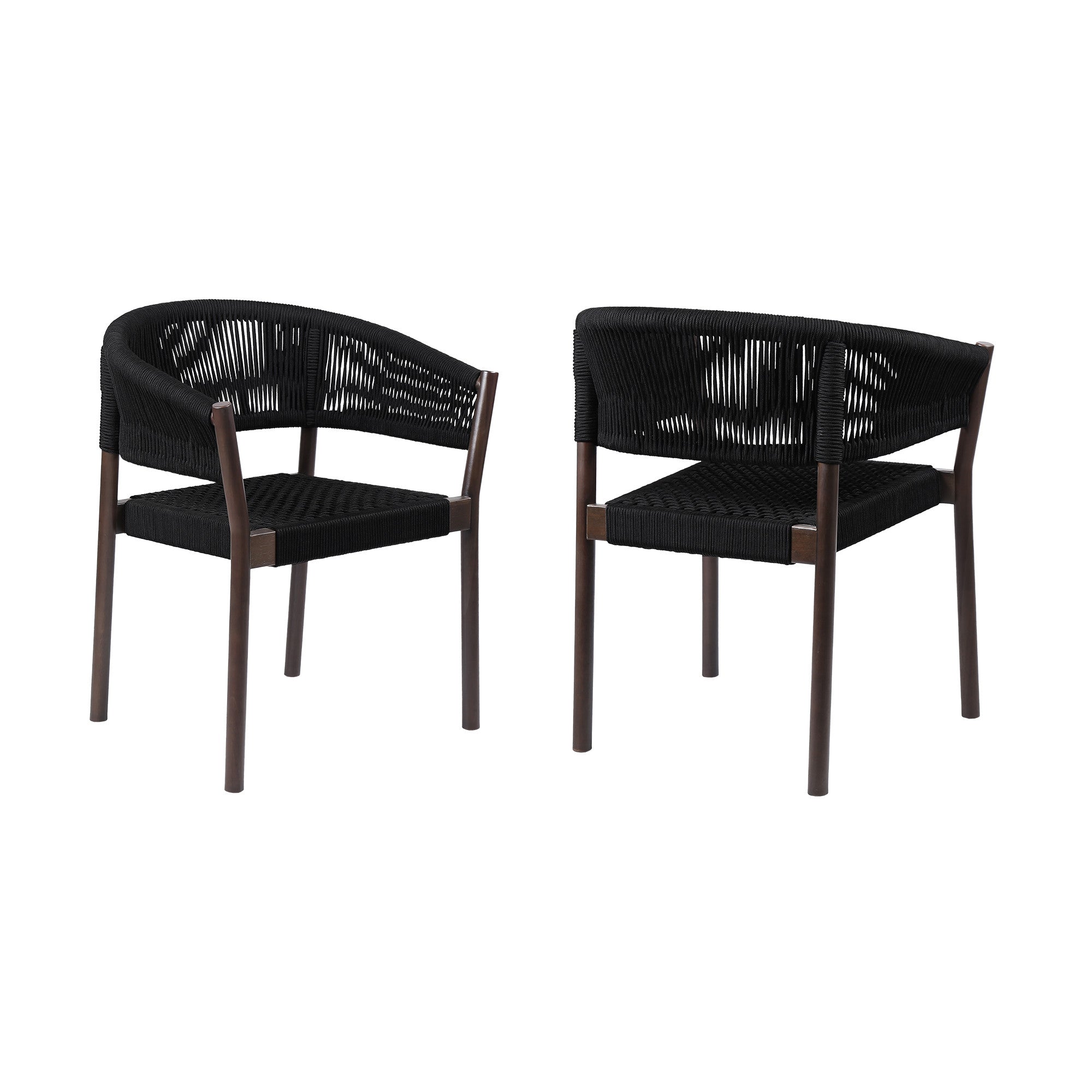 Set of Two 26" Black Solid Wood Outdoor Dining Chair - GreatEagleInc