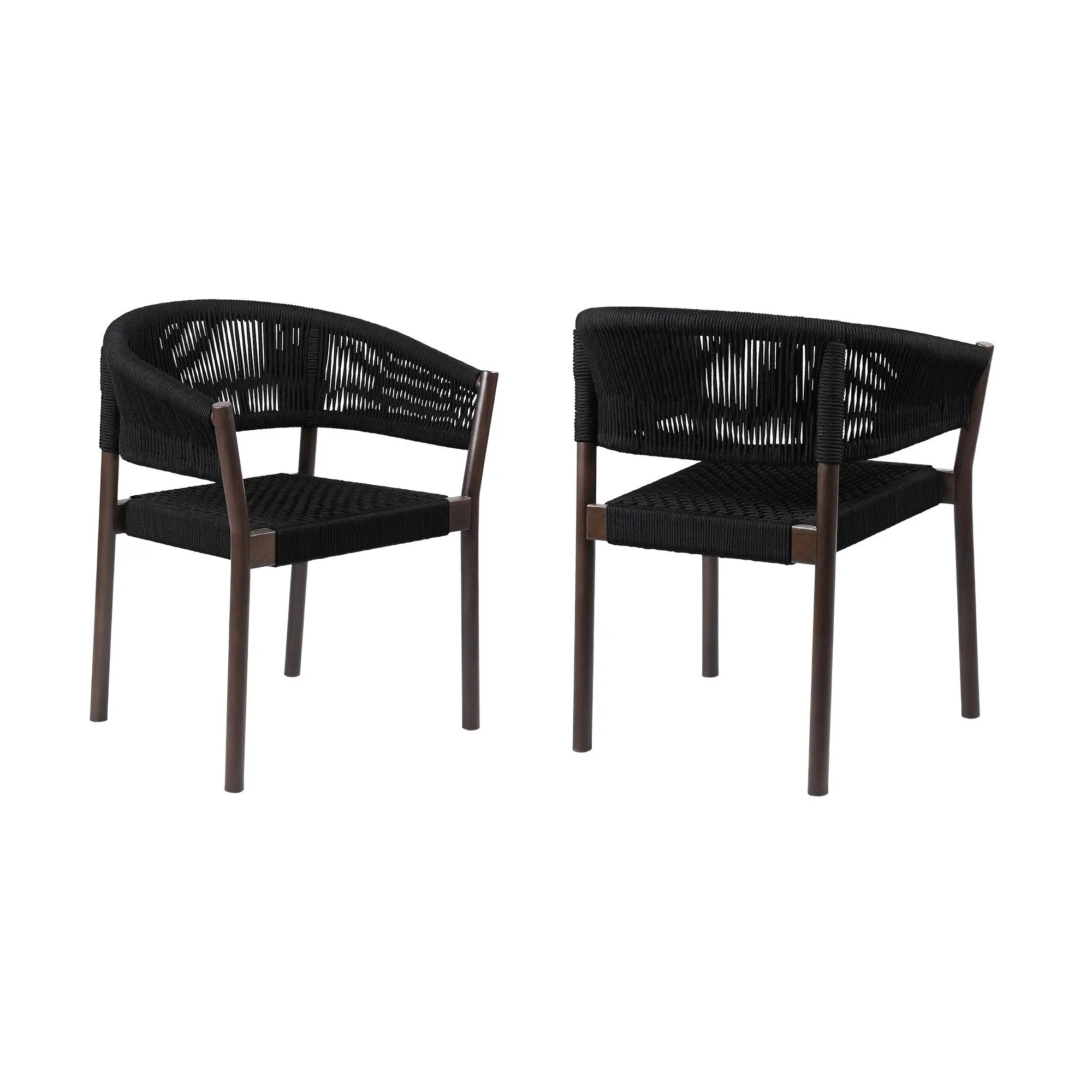 Set of Two 26" Black Solid Wood Outdoor Dining Chair - GreatEagleInc