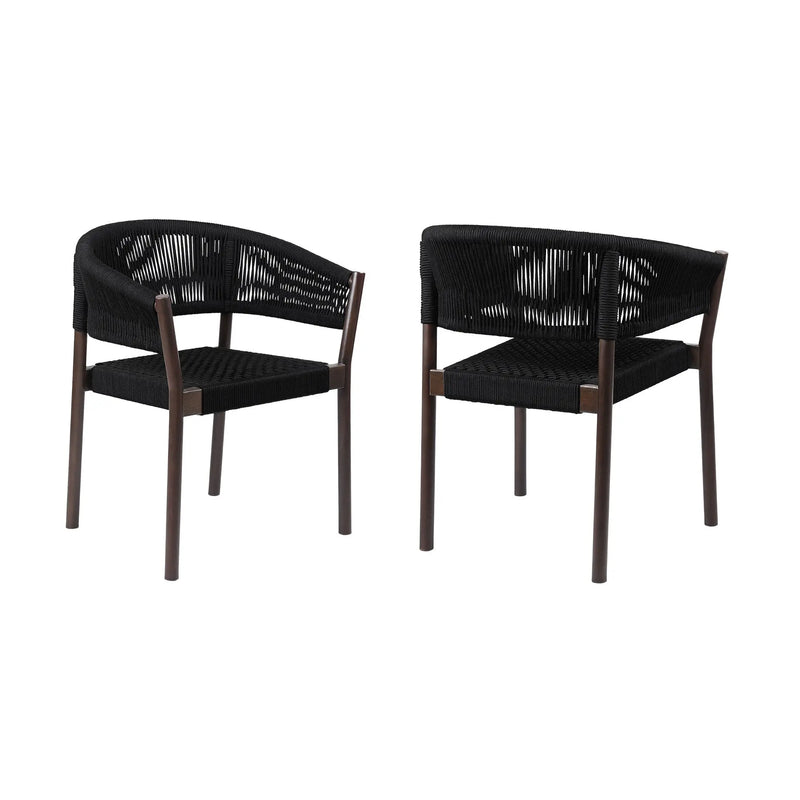 Set of Two 26" Black Solid Wood Outdoor Dining Chair - GreatEagleInc