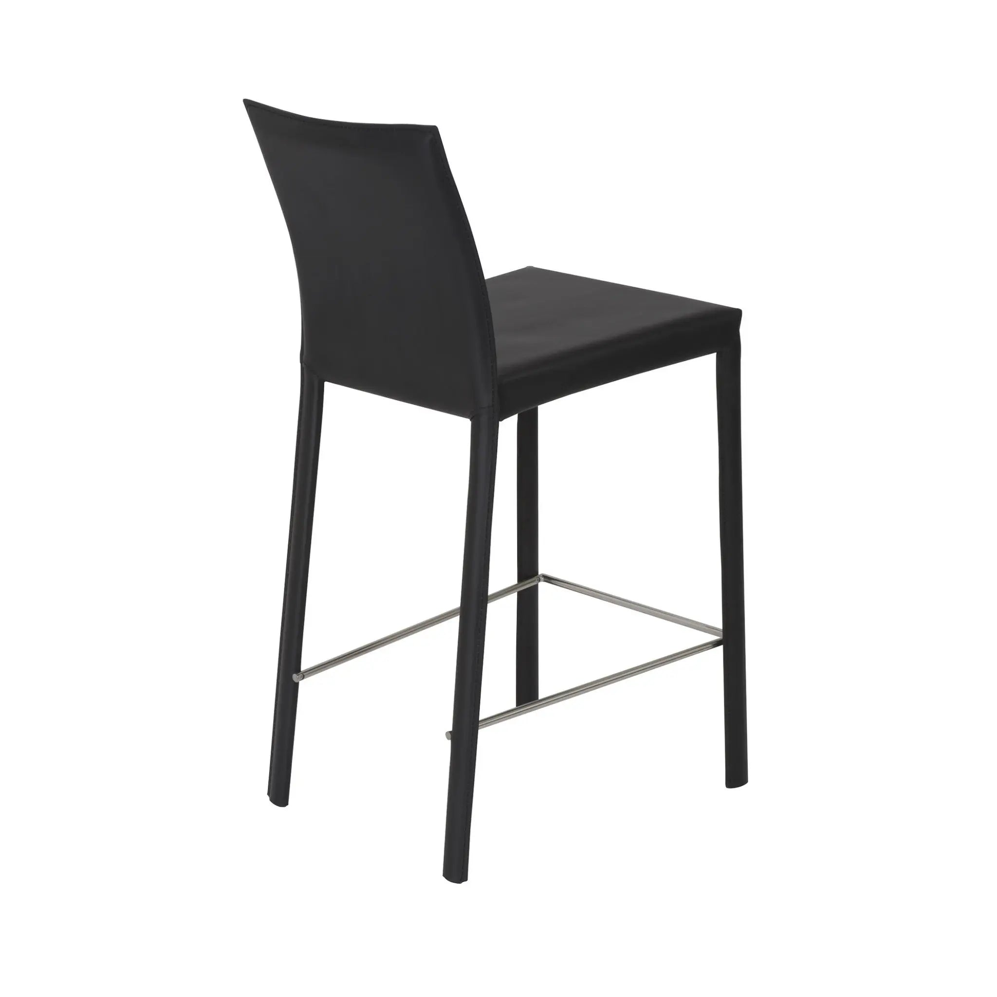 Set of Two 26" Black Steel Low Back Counter Height Bar Chairs Homeroots Living Room