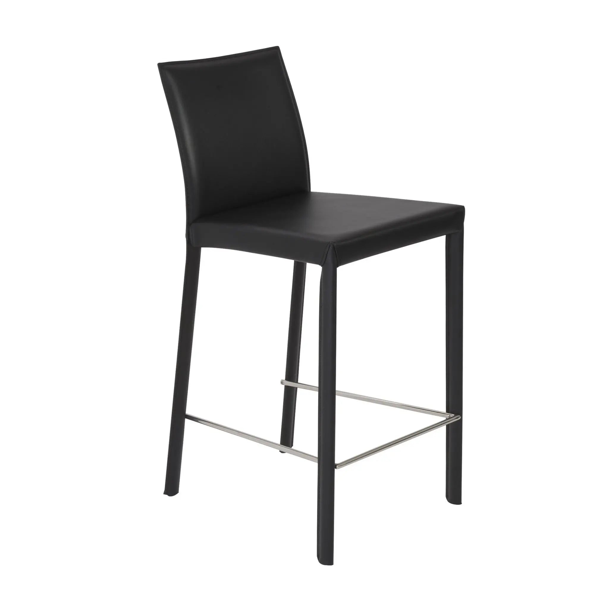 Set of Two 26" Black Steel Low Back Counter Height Bar Chairs Homeroots Living Room