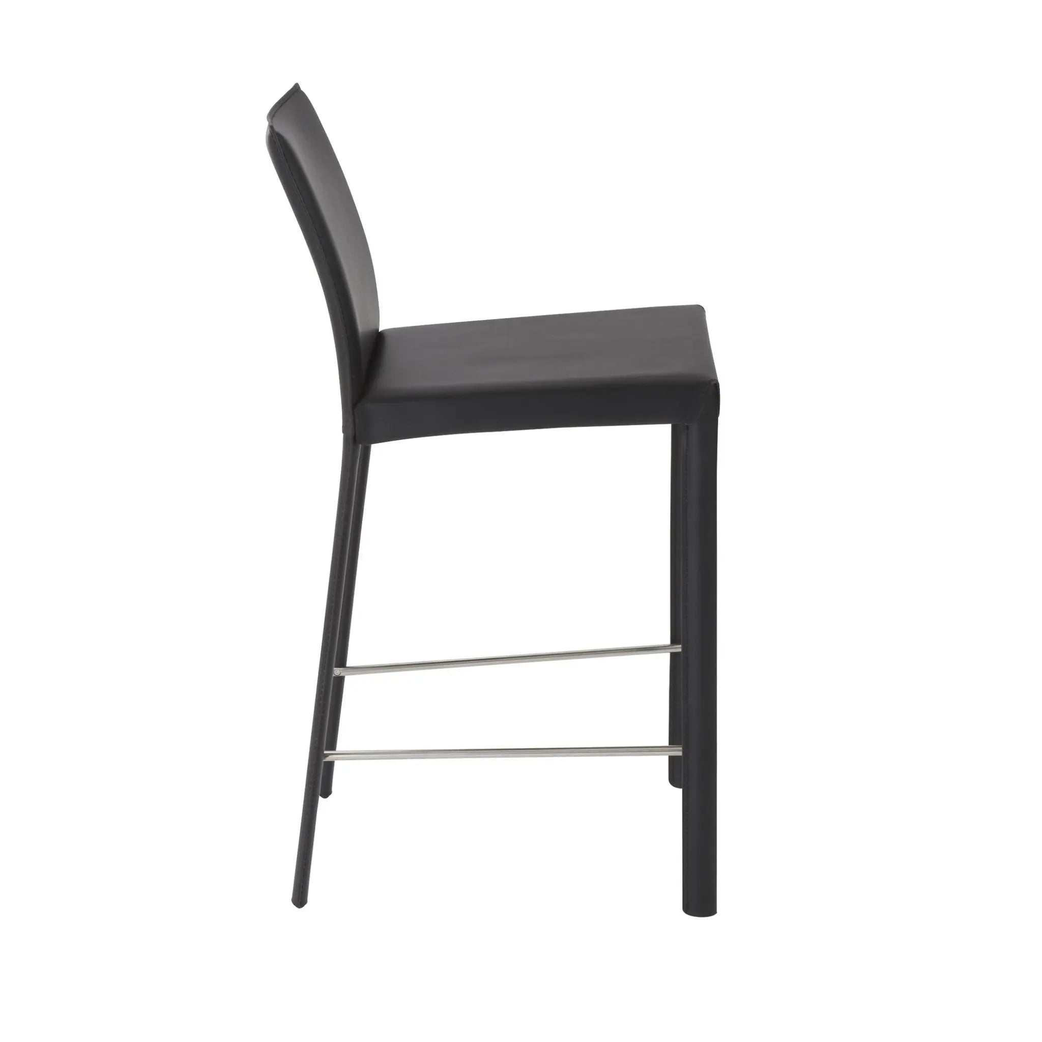 Set of Two 26" Black Steel Low Back Counter Height Bar Chairs Homeroots Living Room