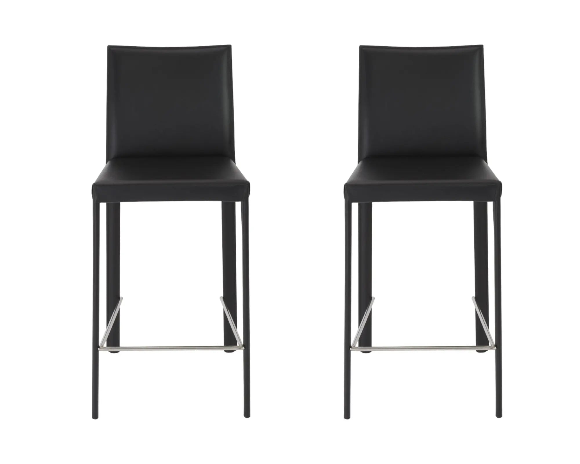 Set of Two 26" Black Steel Low Back Counter Height Bar Chairs Homeroots Living Room