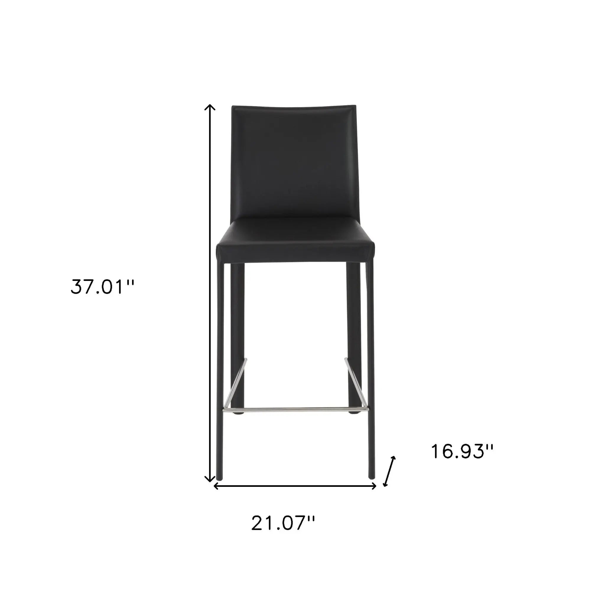 Set of Two 26" Black Steel Low Back Counter Height Bar Chairs Homeroots Living Room