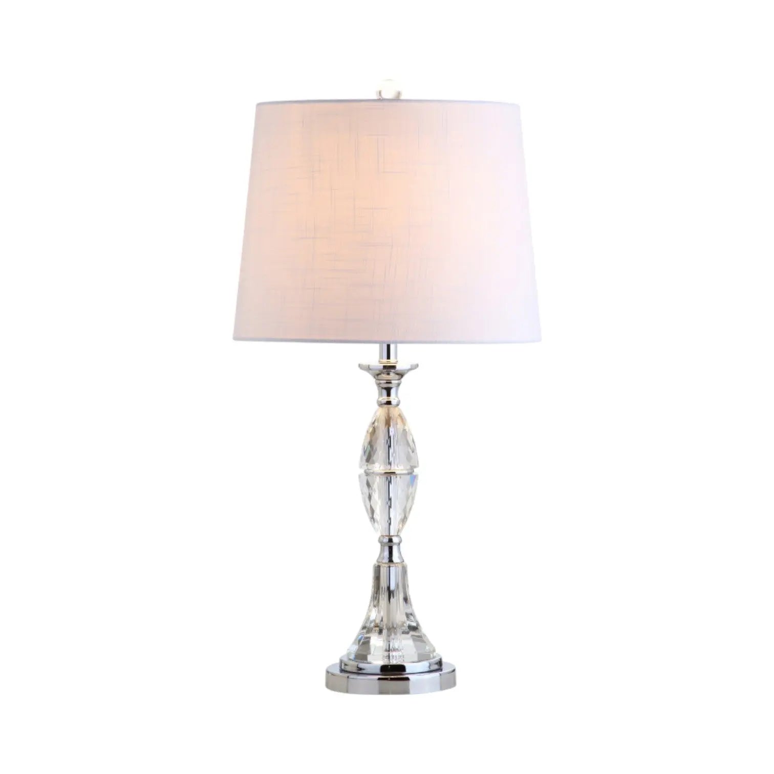 Set of Two 26" Clear And Silver Novelty Table Lamps With Drum Shades Homeroots Lighting