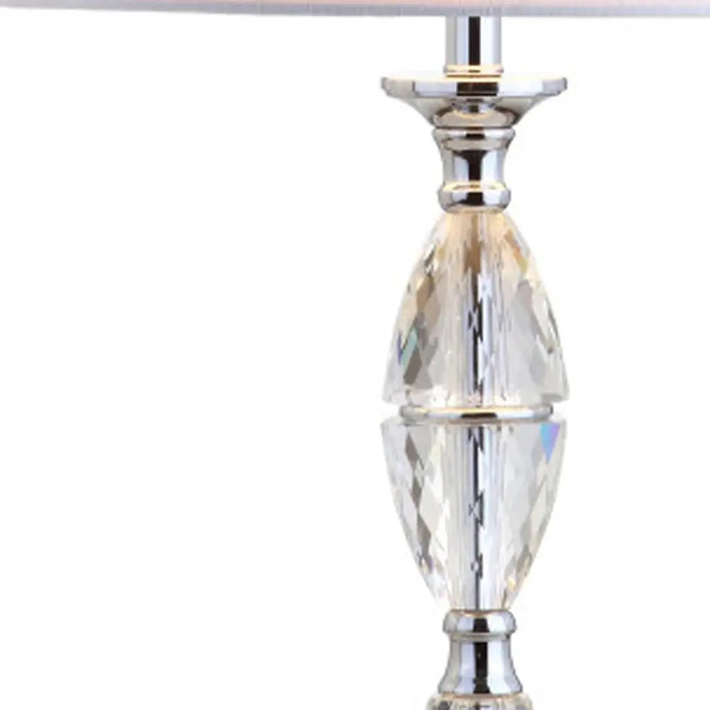 Set of Two 26" Clear And Silver Novelty Table Lamps With Drum Shades Homeroots Lighting