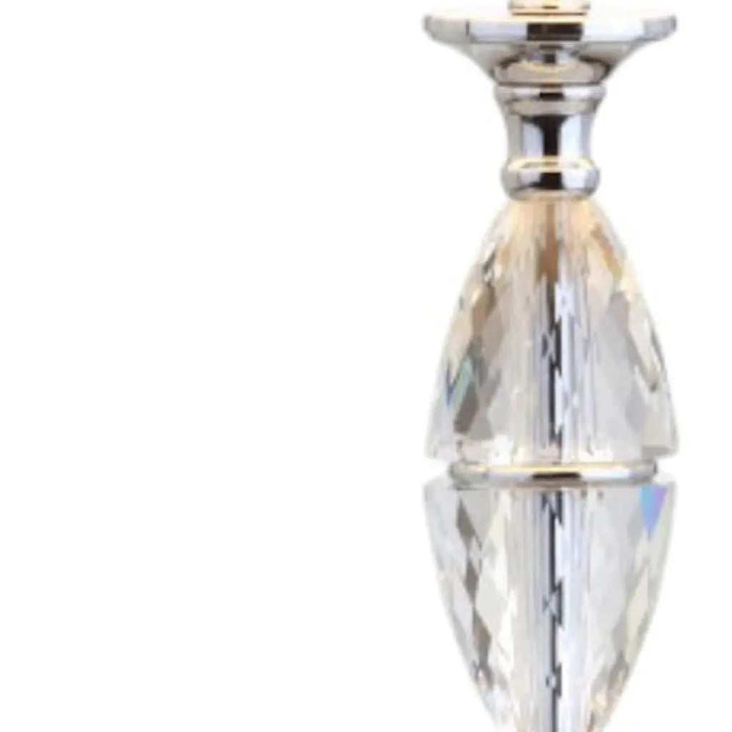 Set of Two 26" Clear And Silver Novelty Table Lamps With Drum Shades Homeroots Lighting