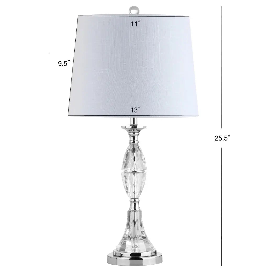 Set of Two 26" Clear And Silver Novelty Table Lamps With Drum Shades Homeroots Lighting