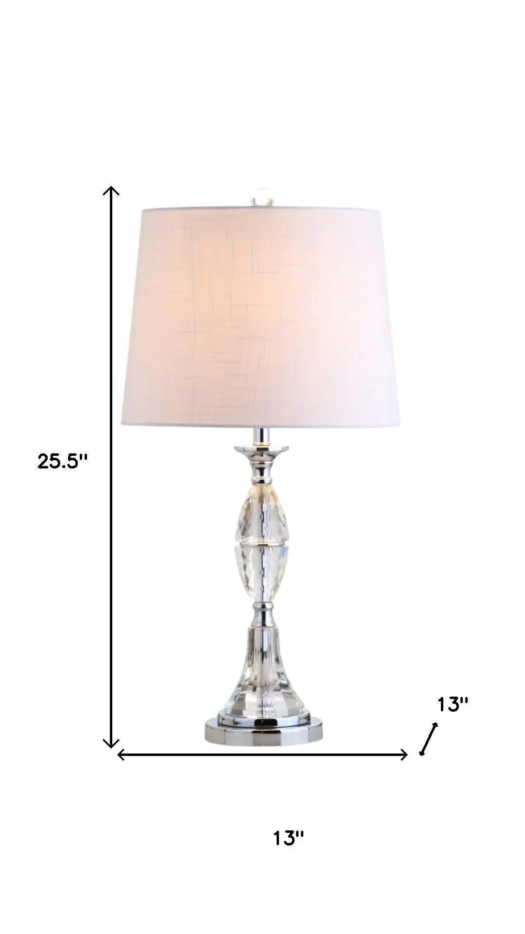 Set of Two 26" Clear And Silver Novelty Table Lamps With Drum Shades Homeroots Lighting