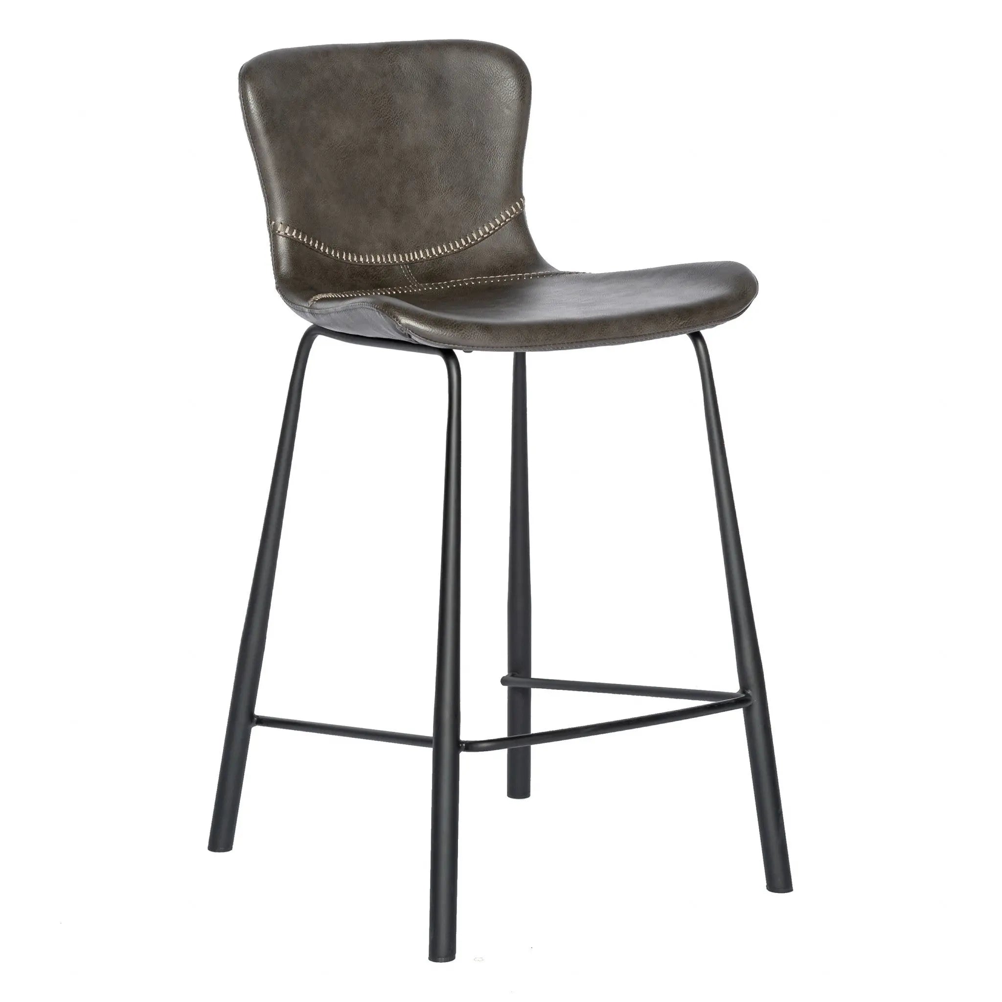 Set of Two 26" Gray And Black Steel Low Back Counter Height Bar Chairs Homeroots Living Room