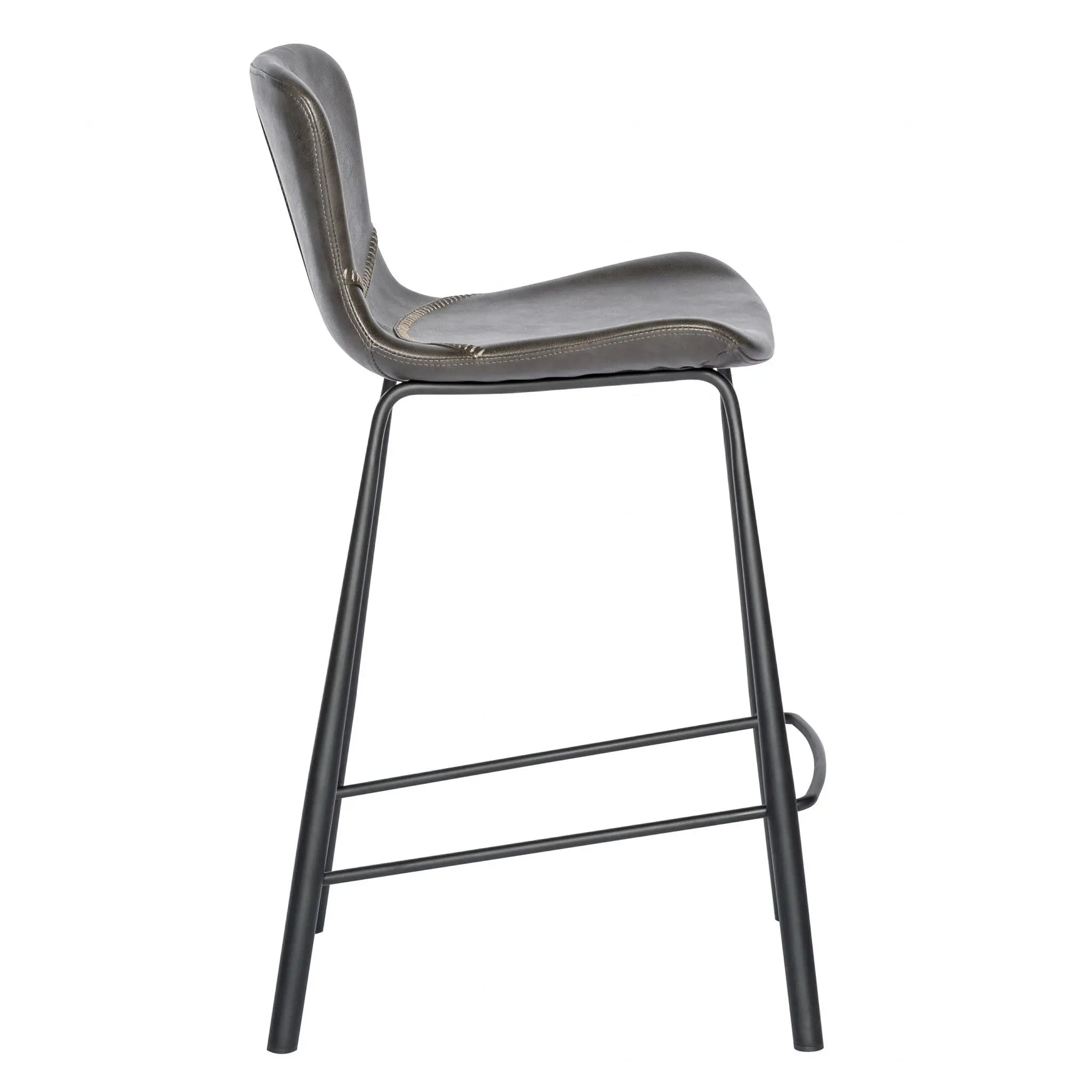 Set of Two 26" Gray And Black Steel Low Back Counter Height Bar Chairs Homeroots Living Room