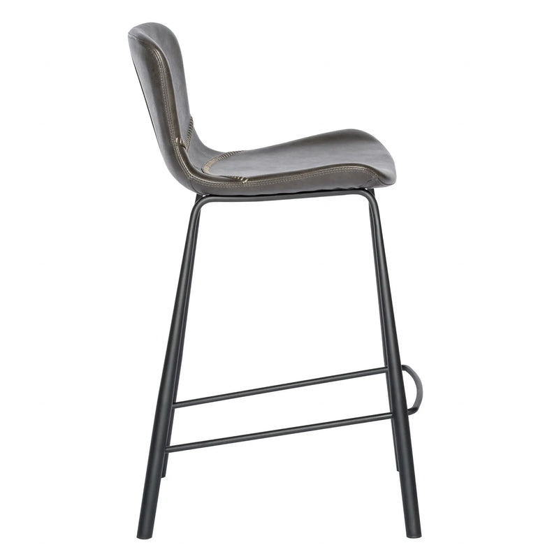 Set of Two 26" Gray And Black Steel Low Back Counter Height Bar Chairs Homeroots Living Room