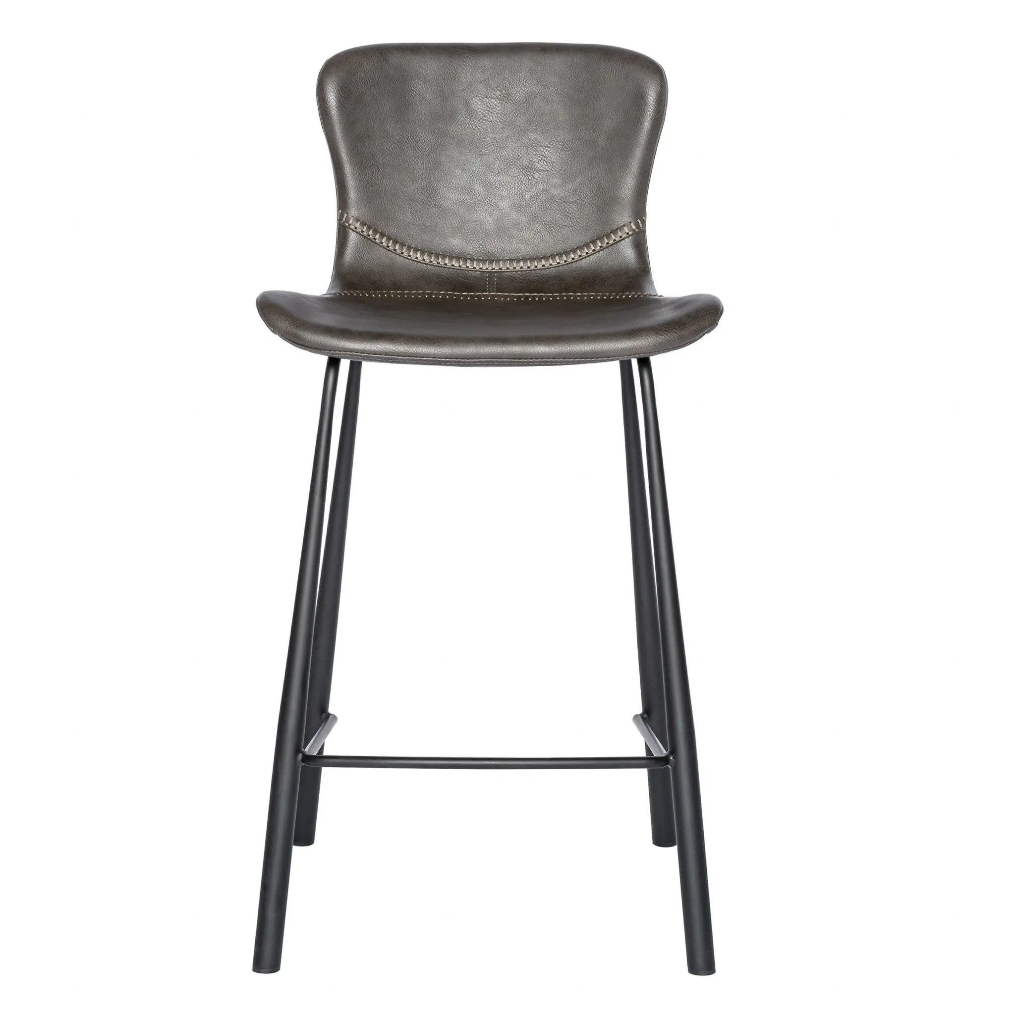 Set of Two 26" Gray And Black Steel Low Back Counter Height Bar Chairs Homeroots Living Room