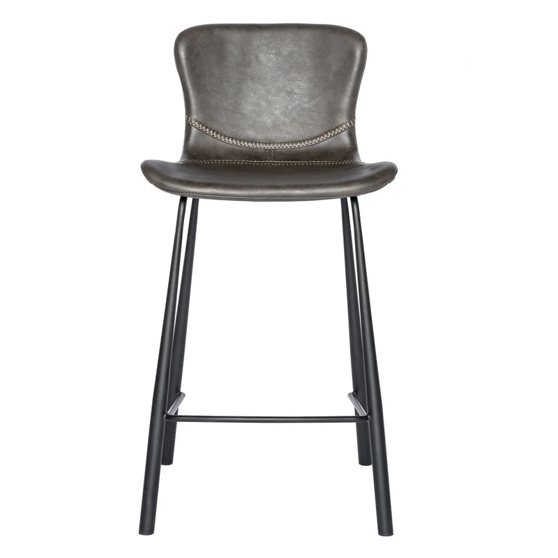 Set of Two 26" Gray And Black Steel Low Back Counter Height Bar Chairs Homeroots Living Room