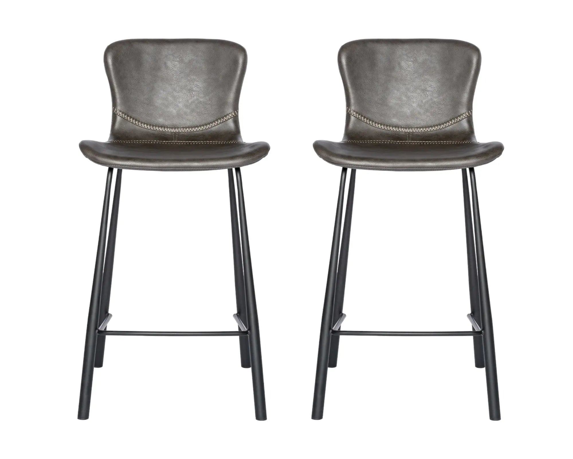 Set of Two 26" Gray And Black Steel Low Back Counter Height Bar Chairs Homeroots Living Room