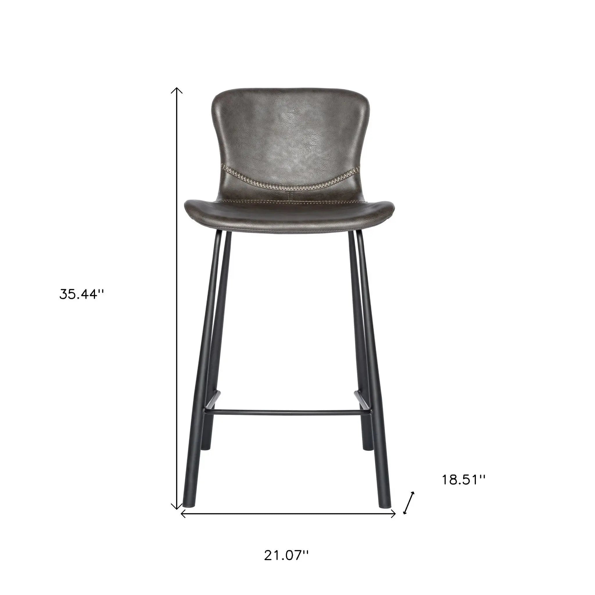Set of Two 26" Gray And Black Steel Low Back Counter Height Bar Chairs Homeroots Living Room