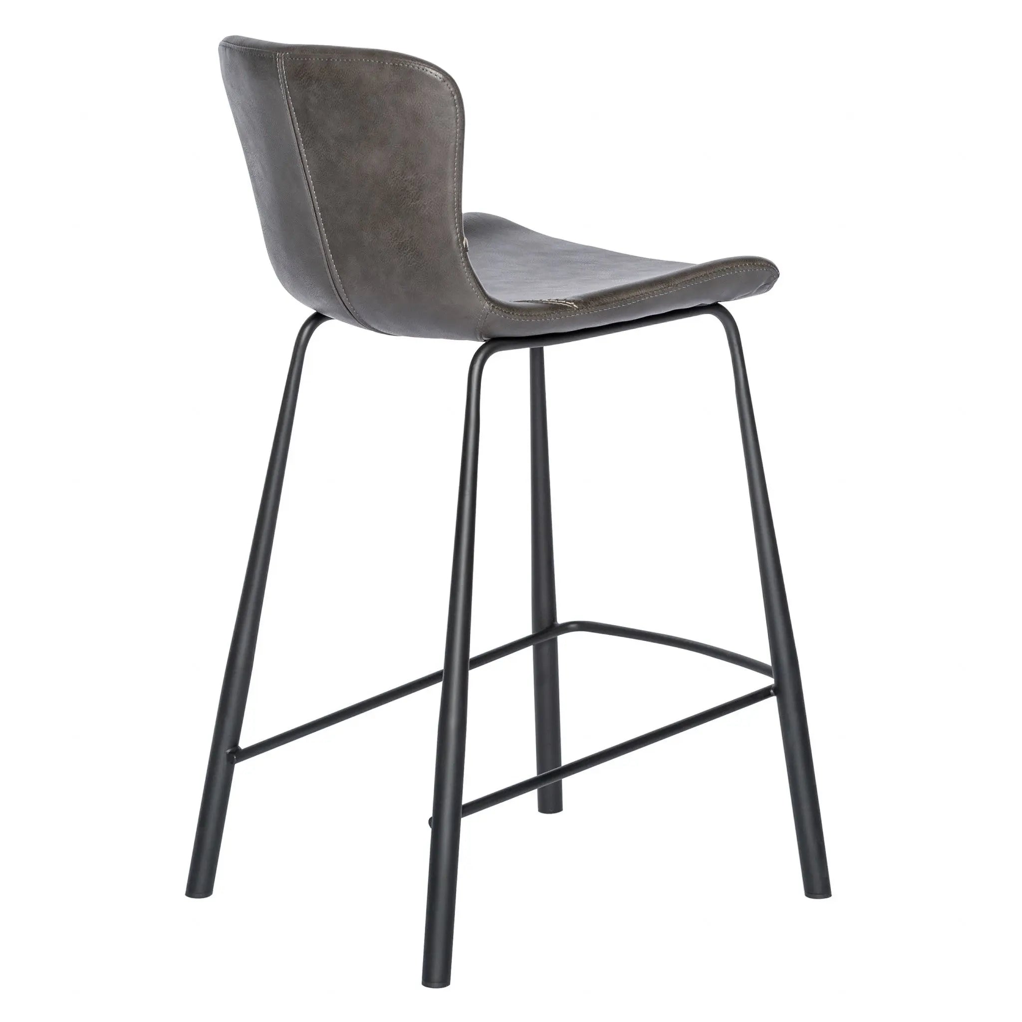 Set of Two 26" Gray And Black Steel Low Back Counter Height Bar Chairs Homeroots Living Room