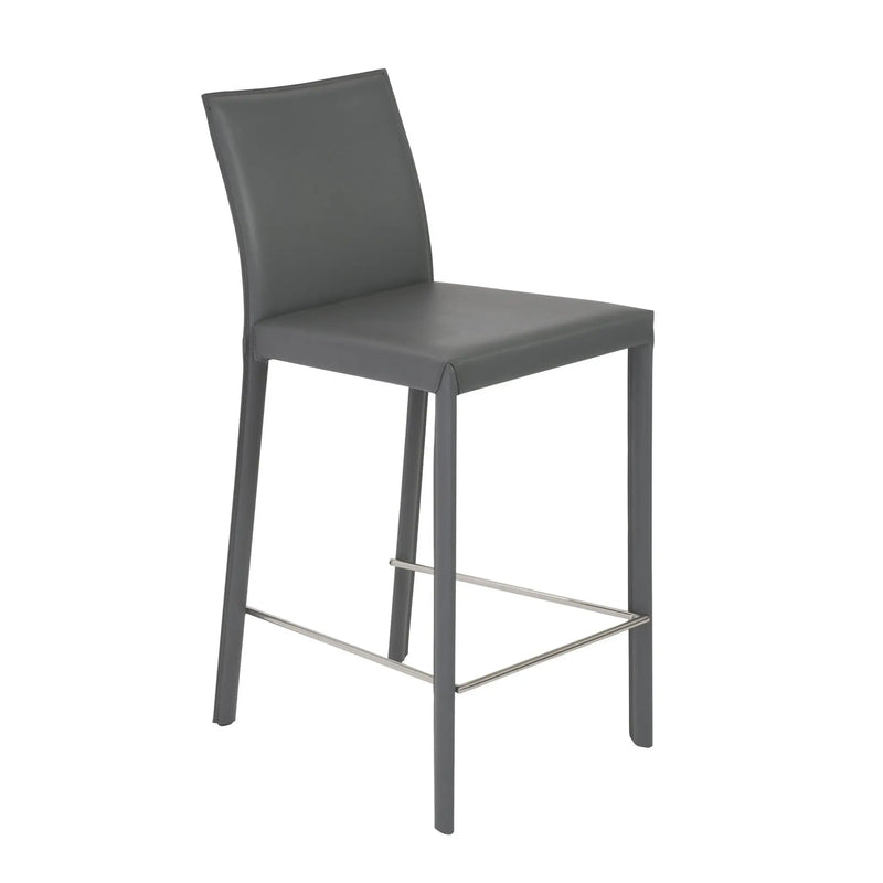 Set of Two 26" Gray Steel Low Back Counter Height Bar Chairs Homeroots Living Room