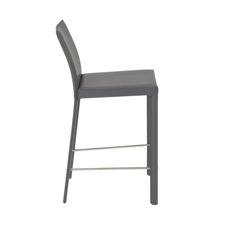 Set of Two 26" Gray Steel Low Back Counter Height Bar Chairs Homeroots Living Room